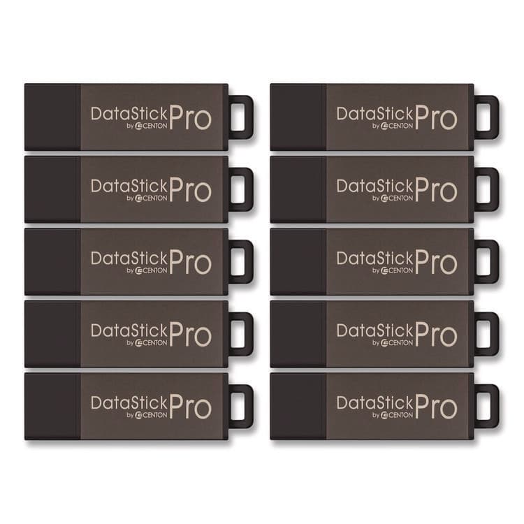 CENTON ELECTRONICS . DataStick Pro USB 2.0 Type A Flash Drive, 8 GB, Gray, 10/Pack (CEL100079)
