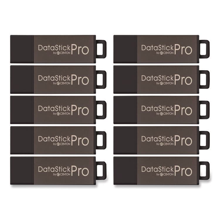 CENTON ELECTRONICS . DataStick Pro USB 2.0 Type A Flash Drive, 32 GB, Gray, 10/Pack (CEL106619) thumbnail 3