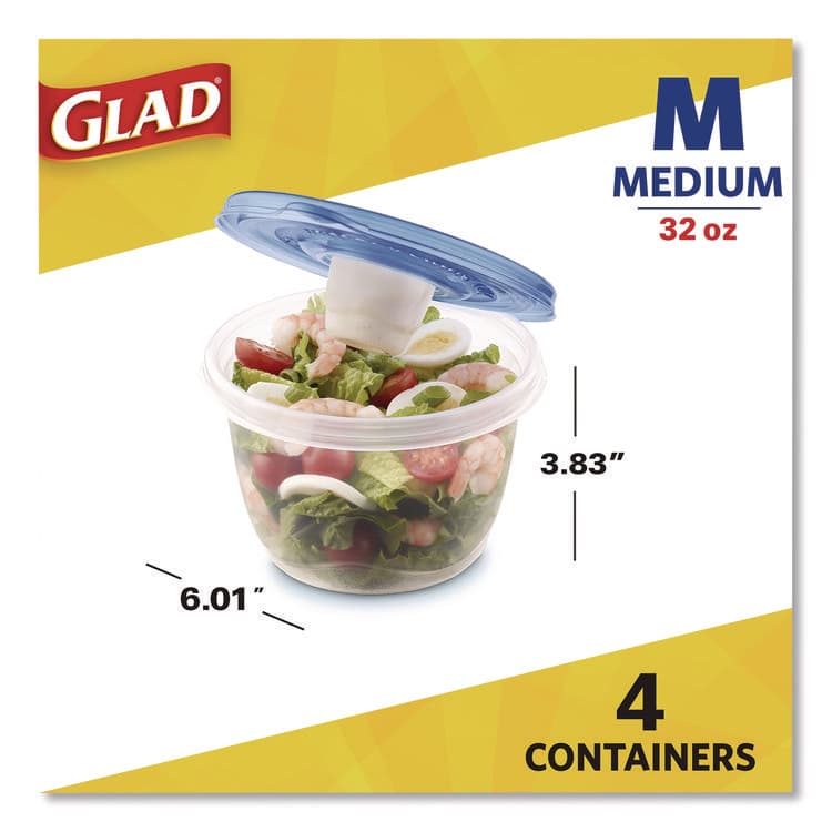 CLOROX SALES CO. To Go Lunch Containers, 2 Compartments, 32 oz, Plastic, 4/Pack (CLO134347) thumbnail 2