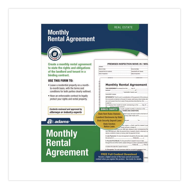 CARDINAL BRANDS . Month-to-Month Residential Rental Agreement Digital Download with Instructions, 8.5 x 11, Unlimited Number of Forms (ABFLF255)