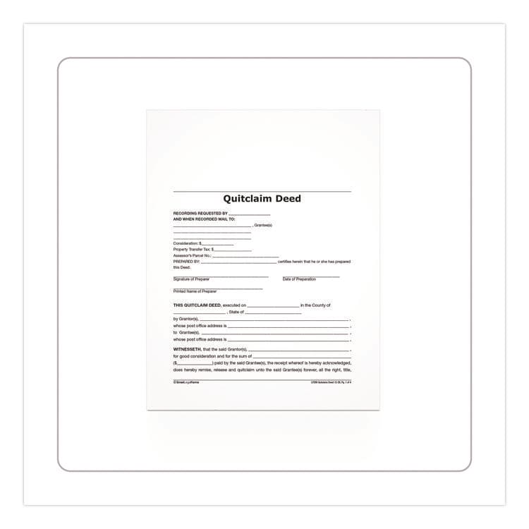 CARDINAL BRANDS . Quitclaim Deed Forms with Instructions and Free Downloads, One-Part (No Copies), 8.5 x 11, 4 Forms Total (ABFLF298) thumbnail 3