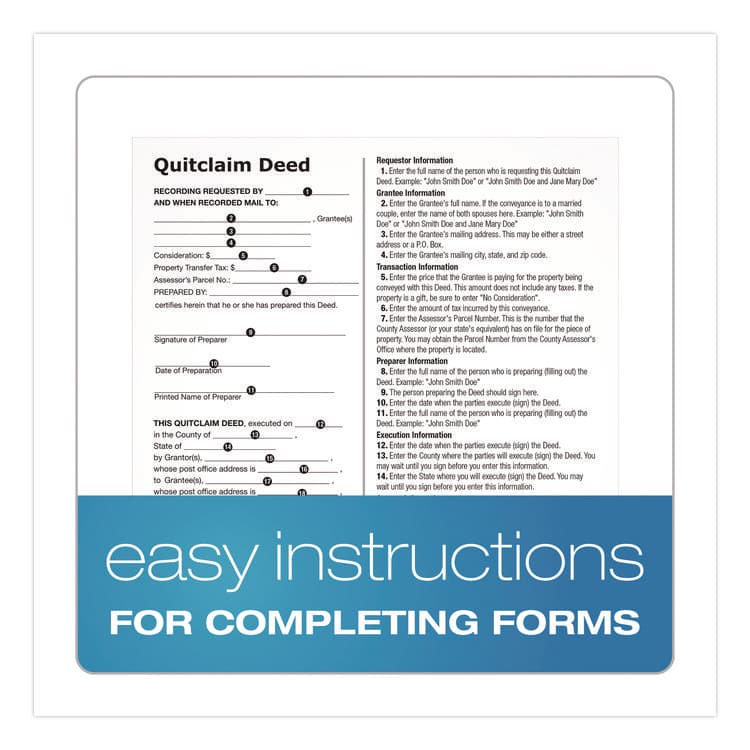 CARDINAL BRANDS . Quitclaim Deed Forms with Instructions and Free Downloads, One-Part (No Copies), 8.5 x 11, 4 Forms Total (ABFLF298) thumbnail 4