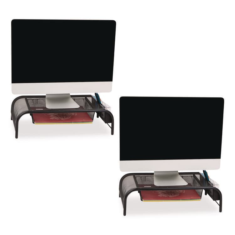 EMS MIND READER LLC Metal Mesh Monitor Stand with Paper Tray, 20" x 11.5" x 5.5", Black, Supports 33 lb, 2/Pack (EMS2MESHMONBLK) thumbnail 4