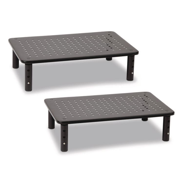 EMS MIND READER LLC Adjustable Rectangular Monitor Stand, 14.5" x 9.25" x 4" to 5.5", Black, Supports 44 lb, 2/Pack (EMS4LEGM2PKBLK)
