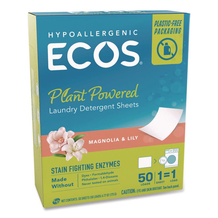 EARTH FRIENDLY PRODUCTS Liquidless Laundry Detergent Sheets, Magnolia and Lily, 6.17 oz Box, 50 Sheets (EOP953610)