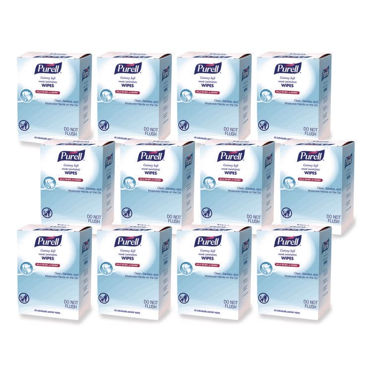 GO-JO INDUSTRIES Cottony Soft Individually Wrapped Sanitizing Hand Wipes, 5 x 7, Herbal Scent, White, 480/Carton (GOJ902512)
