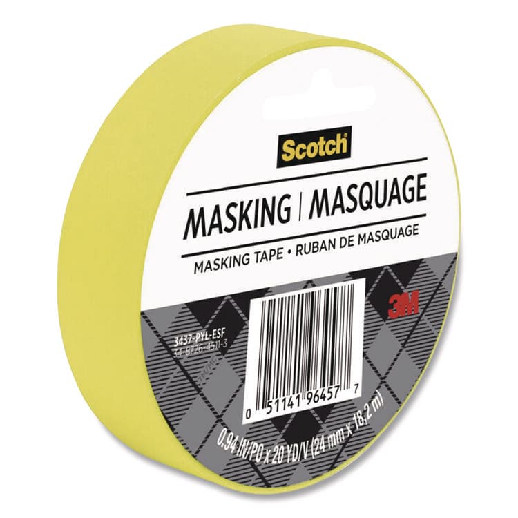3M/COMMERCIAL TAPE DIV. Expressions Masking Tape, 3" Core, 0.94" x 20 yds, Yellow (MMM3437PYL) thumbnail 2