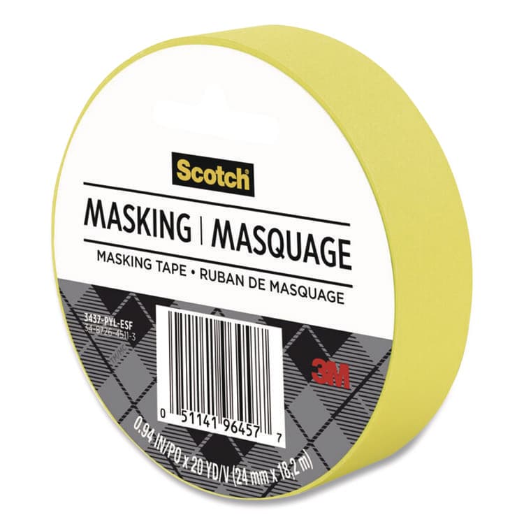 3M/COMMERCIAL TAPE DIV. Expressions Masking Tape, 3" Core, 0.94" x 20 yds, Yellow (MMM3437PYL)
