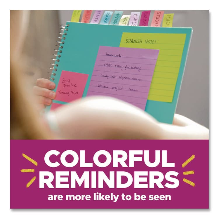 3M/COMMERCIAL TAPE DIV. Super Sticky Notes, 3 x 3, Mulberry, 90 Sheets/Pad, 5 Pads/Pack (MMM6545SSCG) thumbnail 4