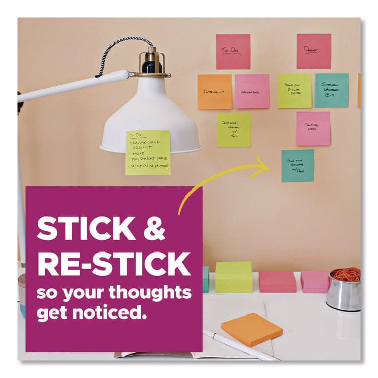 3M/COMMERCIAL TAPE DIV. Super Sticky Pads in Canary Yellow, 3 x 3, 90 Sheets/Pad, 10 Pads/Pack (MMM65410SSCY) thumbnail 4