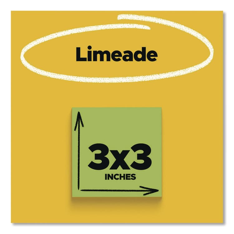 3M/COMMERCIAL TAPE DIV. Super Sticky Pads in Energy Boost Collection Colors, 3 x 3, Limeade, 90 Sheets/Pad, 5 Pads/Pack (MMM70005174100) thumbnail 2