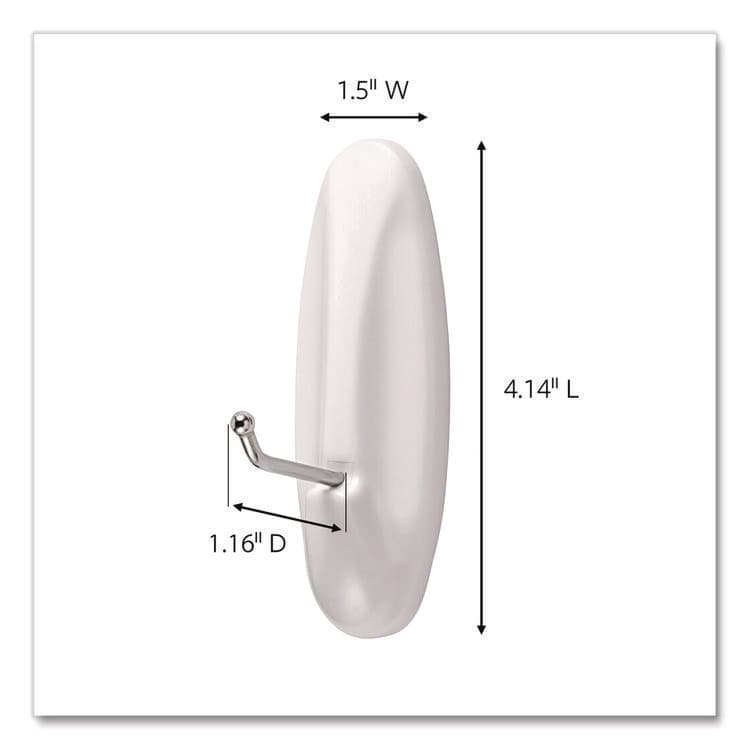 3M/COMMERCIAL TAPE DIV. Large Wire Hook, Metal/Plastic, White, Supports 5 lbs (MMM70006903192) thumbnail 3