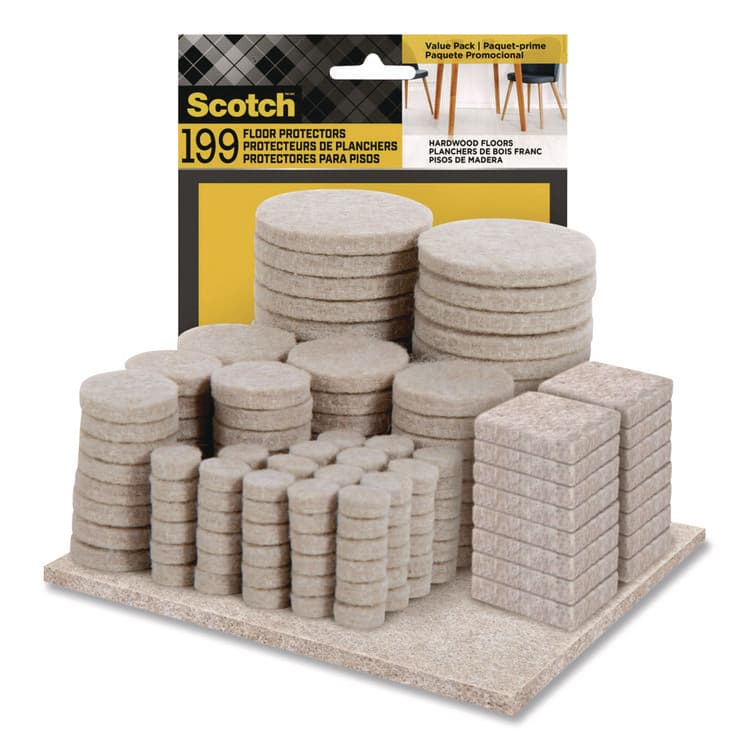 3M/COMMERCIAL TAPE DIV. Felt Pad Protectors, Assorted Sizes and Shapes, Beige, 199/Pack (MMMFP845199NA)