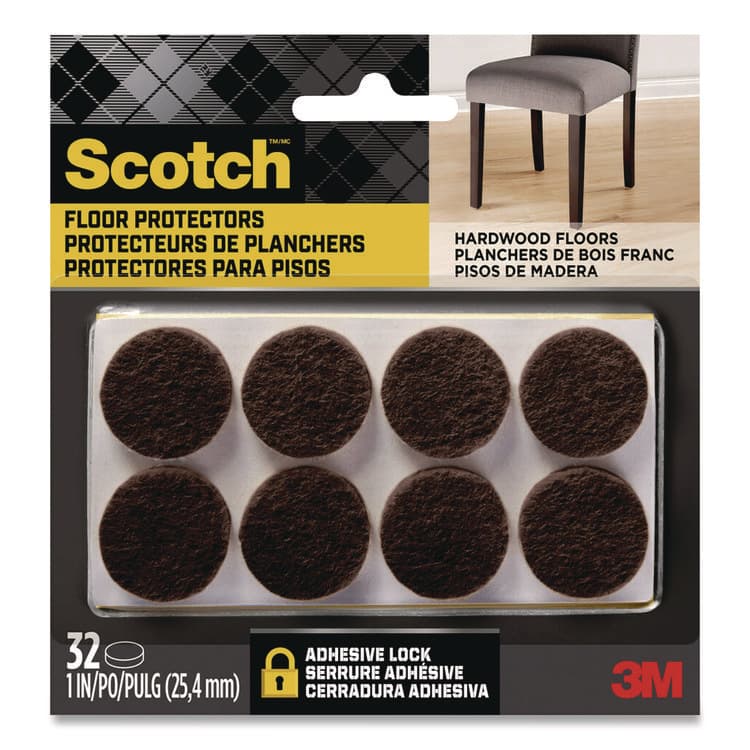 3M/COMMERCIAL TAPE DIV. Felt Pad Protectors, 1" Diameter, Brown, 32/Pack (MMMSP822NA)