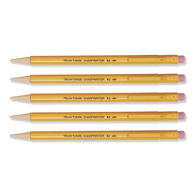 SANFORD Sharpwriter Mechanical Pencil, 0.7 mm, HB (#2), Black Lead, Classic Yellow Barrel, 5/Pack (PAP30376BPP) thumbnail 2