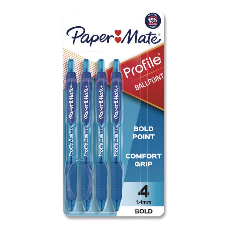 SANFORD Profile Ballpoint Pen, Retractable, Bold 1.4 mm, Blue Ink, Translucent Blue Barrel, 4/Pack (PAP196066689472)