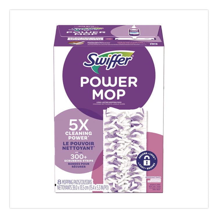 PROCTER & GAMBLE PowerMop Mopping Pads, 15.4 x 5.3, White/Purple, 8/Pack (PGC08189PK) thumbnail 2
