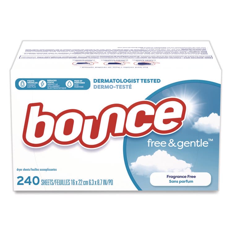 PROCTER & GAMBLE free and gentle Dryer Sheets, Fragrance-Free, 240/Box (PGC24684BX)