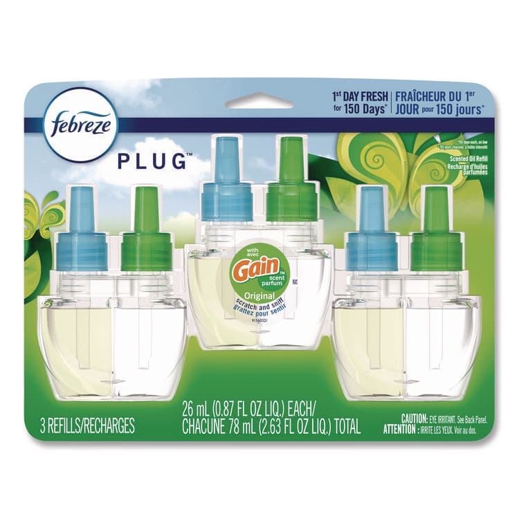 PROCTER & GAMBLE PLUG Air Freshener Refills, Gain Original, 0.87 oz, 3/Pack (PGC54341EA)