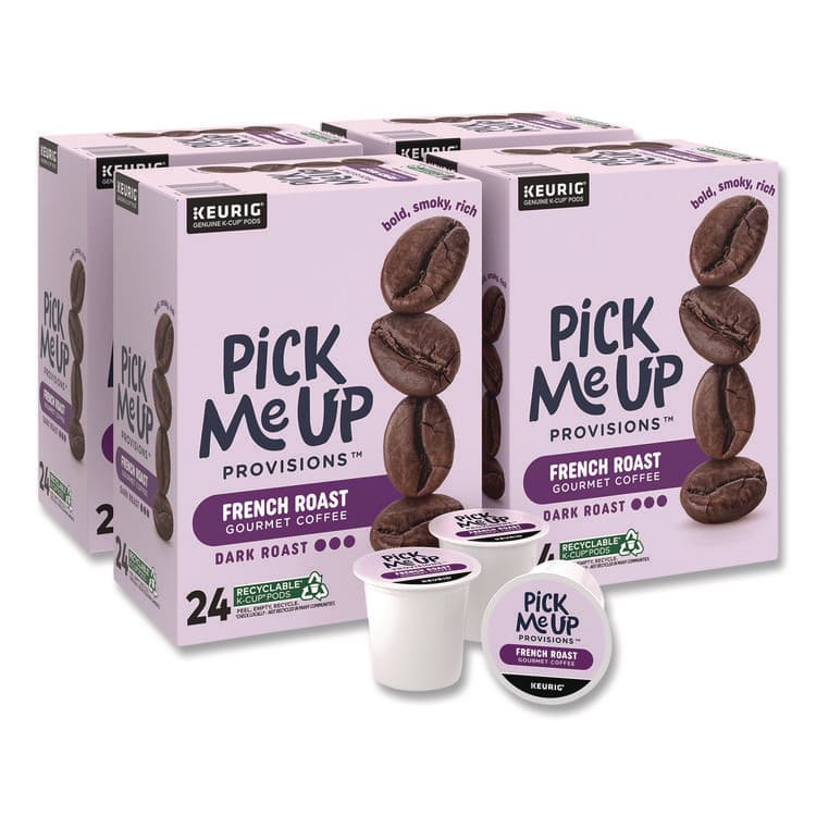 PICK ME UP PROVISIONS French Roast Coffee K-Cups, 24/Box, 4 Boxes/Carton (PIE52966CT)