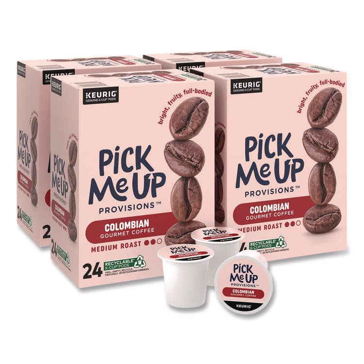 PICK ME UP PROVISIONS Colombian Coffee K-Cups, 24/Box, 96/Carton (PIE52969CT)
