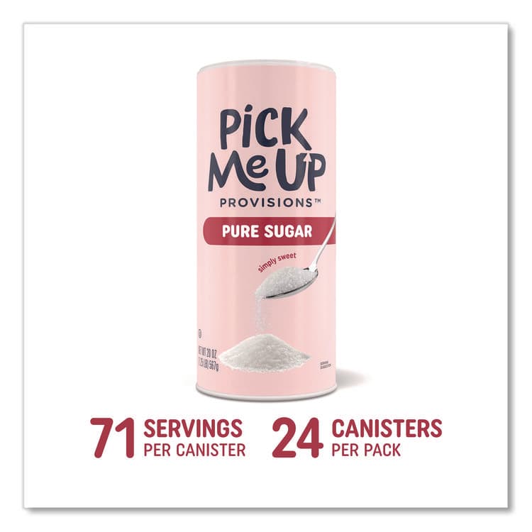 PICK ME UP PROVISIONS Pure Sugar, 20 oz Canister, 24/Carton (PIEPM62433CT942) thumbnail 2