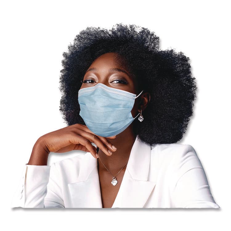 MEDICOM Three-Ply Disposable Face Mask, Paper, One Size Fits Most, 50/Box (PRD214115CAN) thumbnail 3