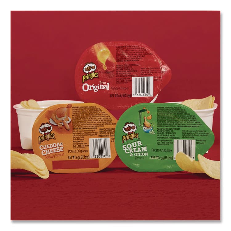 KELLOGG'S Variety Pack Potato Chips, Sour Cream and Onion/Cheddar Cheese/Original, 0.67 oz/0.74 oz Cans, 72/Carton (PRGKEE18251) thumbnail 4