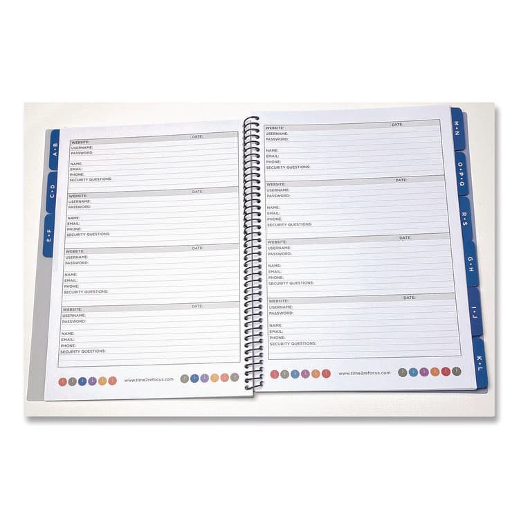 RE-FOCUS THE CREATIVE OFFICE Large Password Log Book, User-Name/Password Format, Black Cover, (48) 10 x 7.5 Sheets (RFCLARGEPWBOOKB) thumbnail 2
