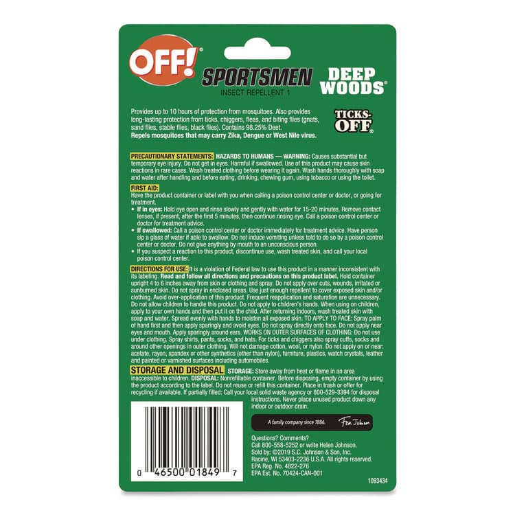 SC JOHNSON Deep Woods OFF for Sportsmen, 1 oz Pump Bottle (SJN317188EA) thumbnail 3