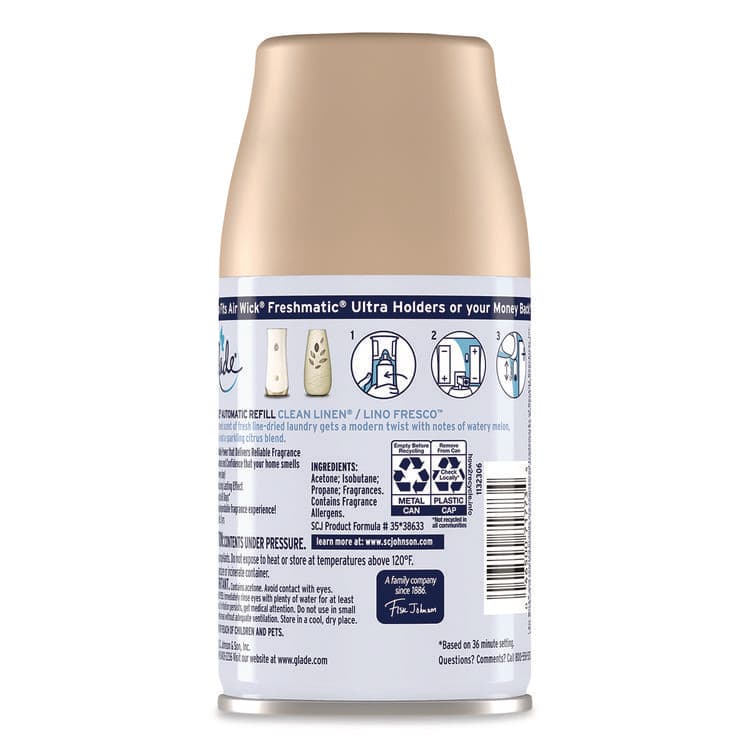 SC JOHNSON Automatic Air Freshener, Clean Linen, 6.2 oz Can, 4/Pack (SJN333368) thumbnail 4