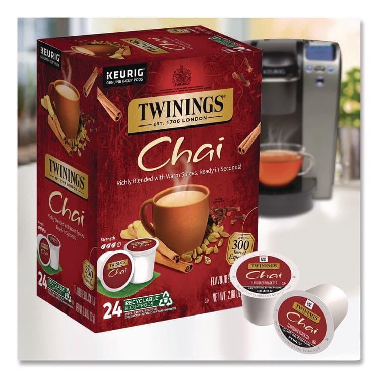 KEURIG DR PEPPER Tea K-Cups, Chai, 0.12 oz, 24/Box (TWGTNA09954) thumbnail 4