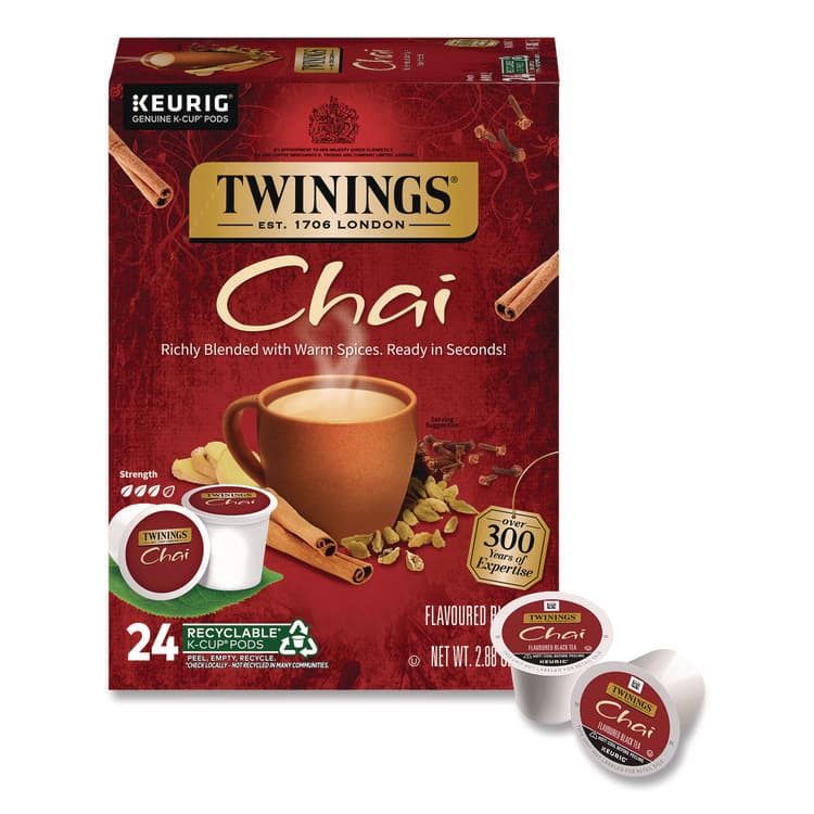 KEURIG DR PEPPER Tea K-Cups, Chai, 0.12 oz, 24/Box (TWGTNA09954)