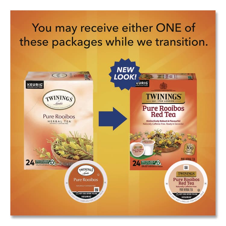 KEURIG DR PEPPER Tea K-Cups, Pure Rooibos Red Tea, 0.12 oz, 24/Box (TWGTNA85791) thumbnail 2