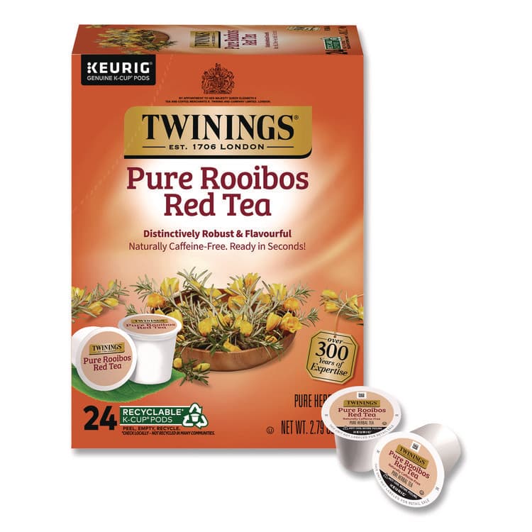 KEURIG DR PEPPER Tea K-Cups, Pure Rooibos Red Tea, 0.12 oz, 24/Box (TWGTNA85791)