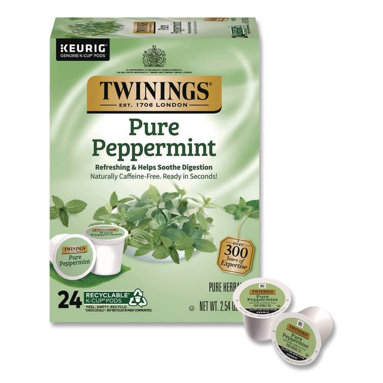 KEURIG DR PEPPER Tea K-Cups, Pure Peppermint, 0.11 oz, 24/Box (TWGTNA85813)
