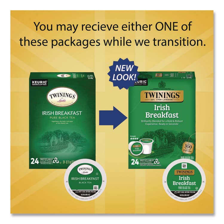 KEURIG DR PEPPER Tea K-Cups, Irish Breakfast, 0.11 oz, 24/Box (TWGTNA87303) thumbnail 2