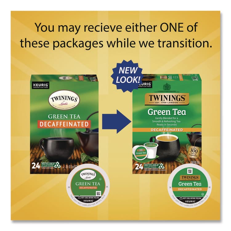 KEURIG DR PEPPER Tea K-Cups, Decaf Green Tea, 0.11 oz, 24/Box (TWGTNA90557) thumbnail 2