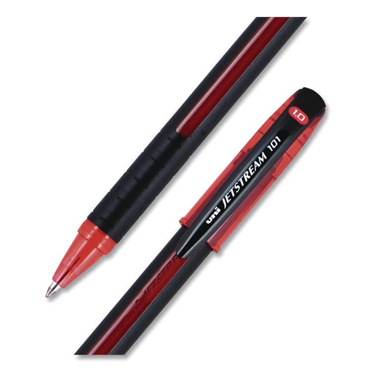 UNI Jetstream 101 Hybrid Gel Pen, Stick, Bold 1 mm, Red Ink, Black/Red Barrel, Dozen (UBC1768013) thumbnail 2