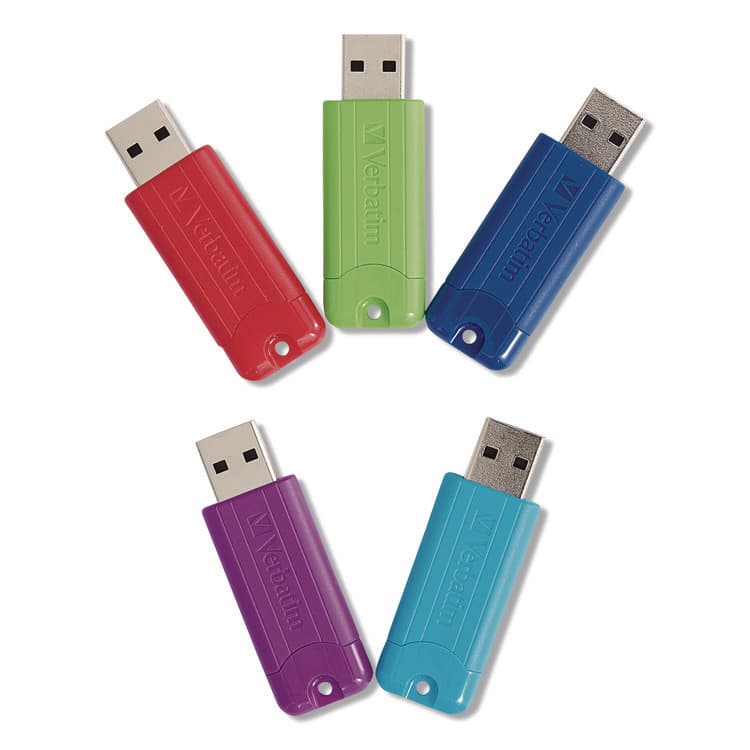VERBATIM CORPORATION PinStripe USB 3.0 Flash Drive, 16 GB, Assorted Colors, 5/Pack (VER70387) thumbnail 4