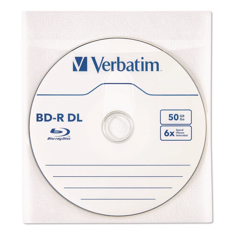 VERBATIM CORPORATION CD/DVD Sleeves, White, 50/Pack (VER71125) thumbnail 2