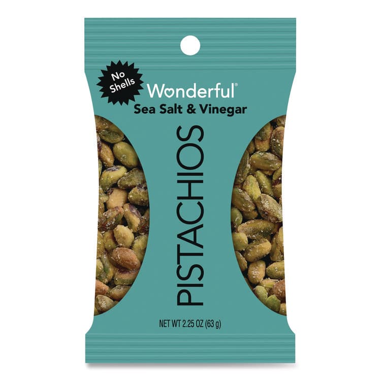 PARAMOUNT FARMS . Wonderful No Shells Pistachios, Sea Salt and Vinegar, 2.25 oz Bag, 8/Box (WONPAR70033) thumbnail 2