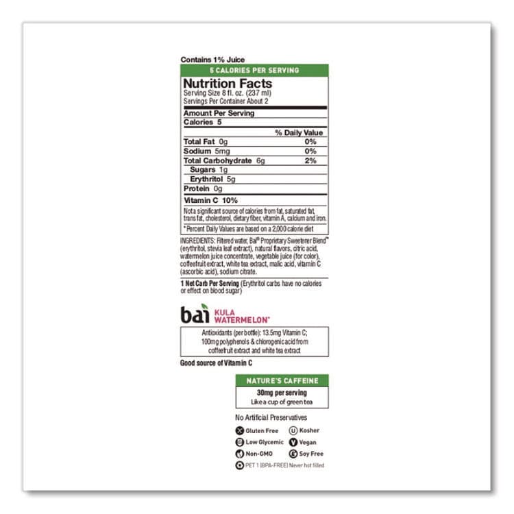 DR PEPPER SNAPPLE GROUP, . Antioxidant Infused Beverage, Kula Watermelon 18 oz Bottle, 12/Carton (DPP2712517) thumbnail 4