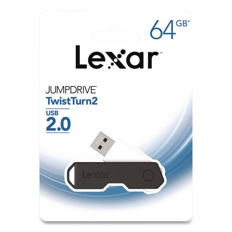 LEXAR MEDIA . Twist Turn2 USB 2.0 Flash Drive, 64 GB, Black (LXR24388079) thumbnail 3