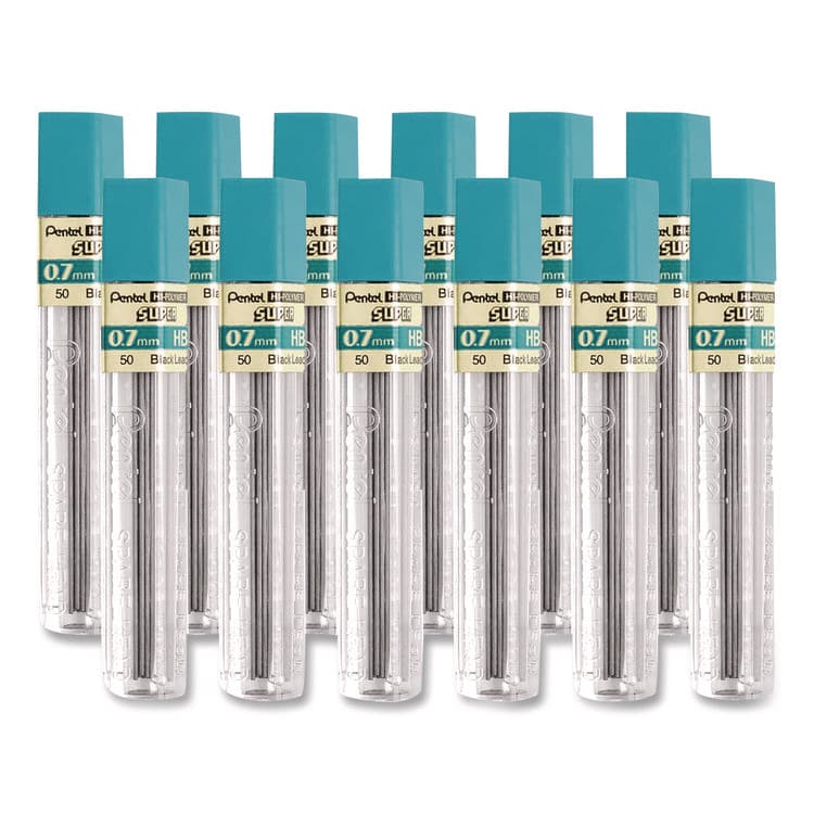 PENTEL OF AMERICA Super Hi-Polymer Lead Refills, 0.7 mm, HB, Black, 12 Leads/Tube, 12 Tubes/Box (PEN50HBBX) thumbnail 2