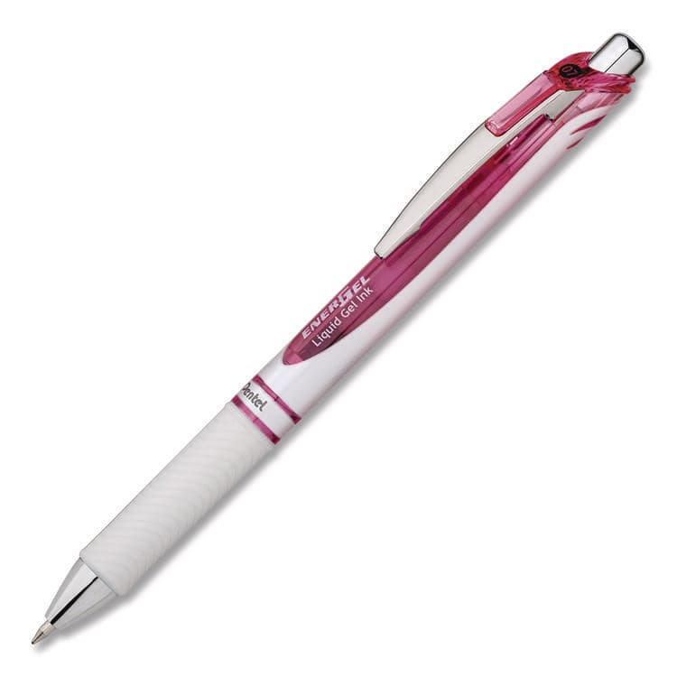 PENTEL OF AMERICA EnerGel RTX Deluxe Gel Pen, Retractable, Medium 0.7 mm, Black Ink, Pearl/Translucent Pink Barrel, Dozen (PENBL77PWPADZ) thumbnail 2