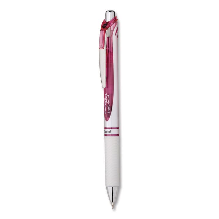 PENTEL OF AMERICA EnerGel RTX Deluxe Gel Pen, Retractable, Medium 0.7 mm, Black Ink, Pearl/Translucent Pink Barrel, Dozen (PENBL77PWPADZ) thumbnail 4