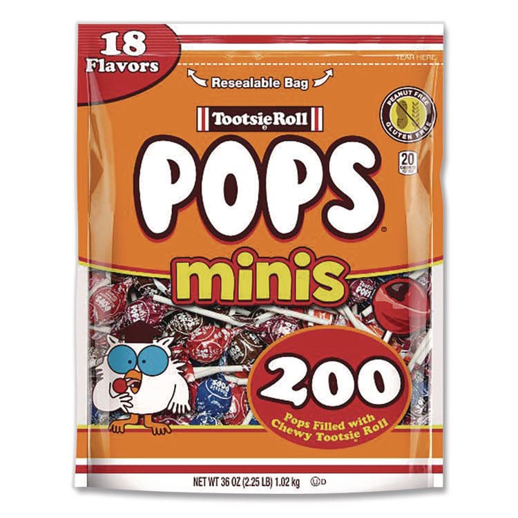 TOOTSIE ROLL INDUSTRIES Pops Minis, Assorted Flavors, 36 oz Bag, 200 Pieces (TOO324679)