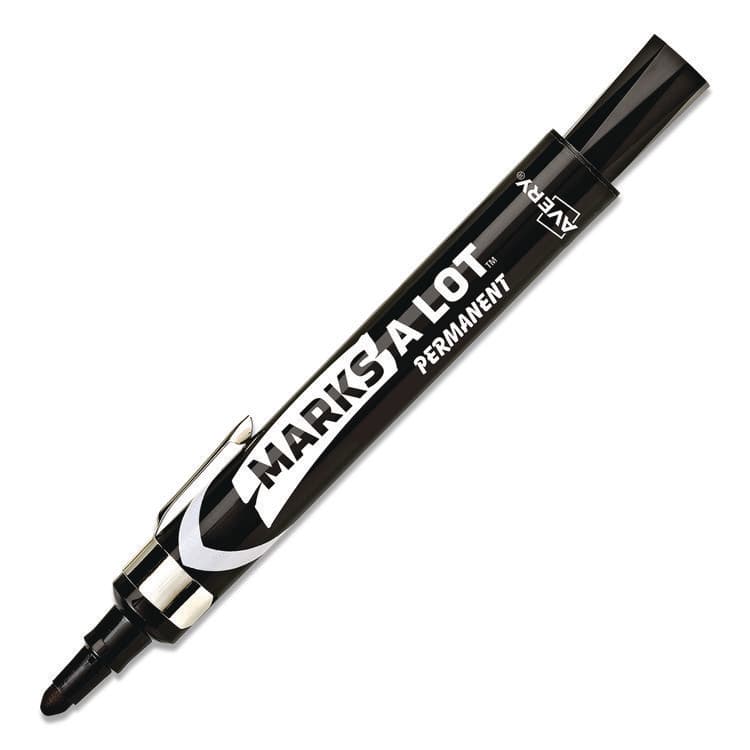 AVERY PRODUCTS CORPORATION MARKS A LOT Large Desk-Style Permanent Marker with Metal Pocket Clip, Broad Bullet Tip, Black (AVE24878EA)