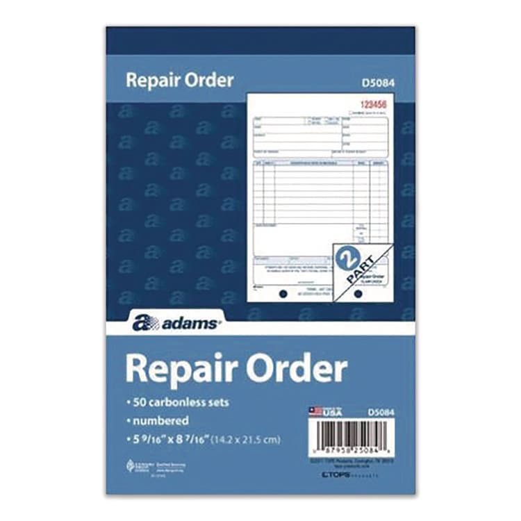 CARDINAL BRANDS . Multipart Repair Order Pad, Two-Part Carbonless, 5.56 x 7.94, 50 Forms Total (ABFD5084)